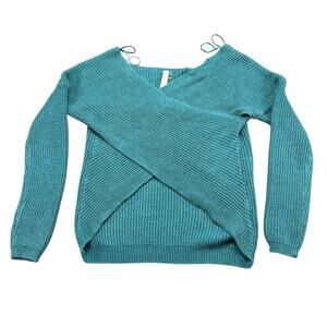 Blue Blush Wrap Knit Sweater Women's Size S Long‎ Sleeve